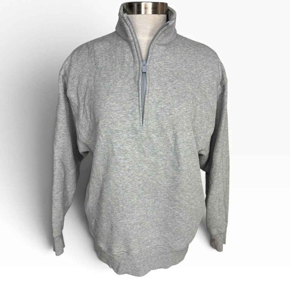 Aritzia Cozy Sweatfleece Perfect Half Zip Pullover Sweatshirt Heather Gray